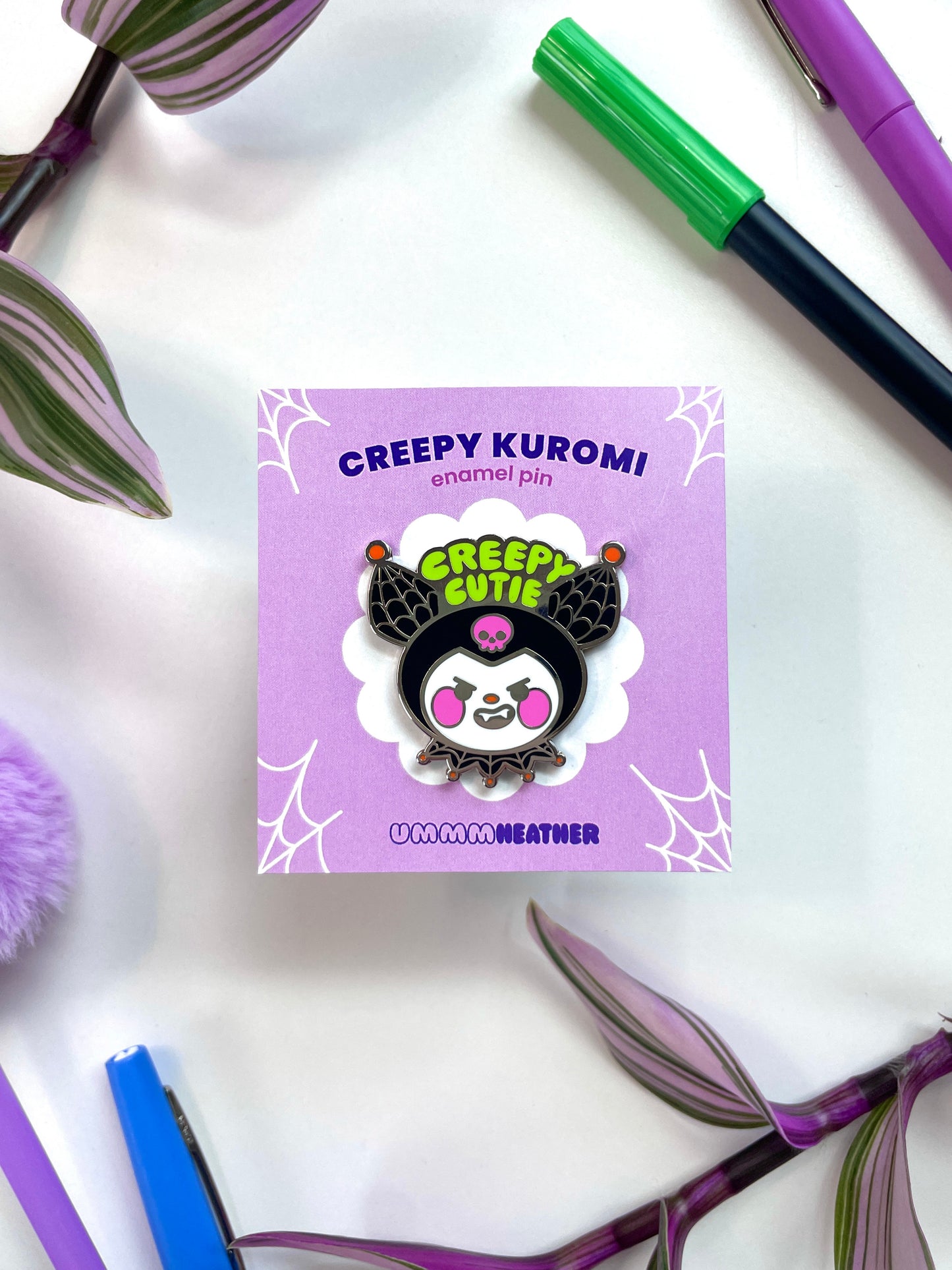 creepy kuromi enamel pin