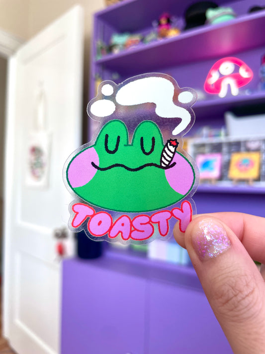 toasty frog clear sticker