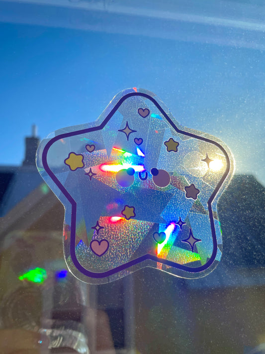 sparkly star rainbow window cling