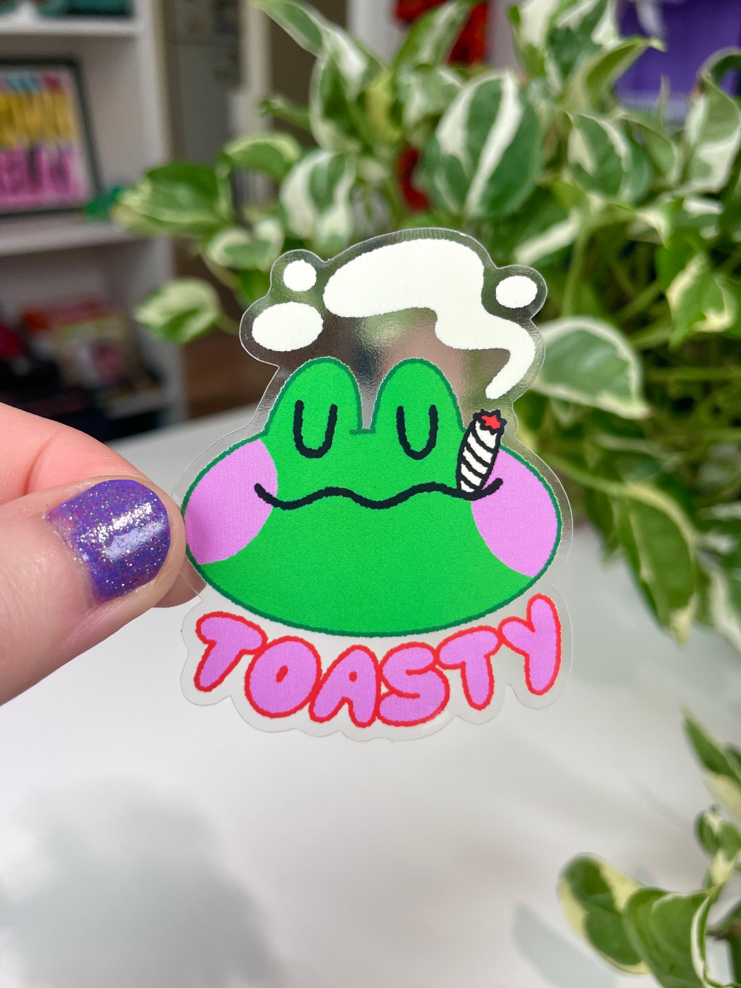 toasty frog clear sticker