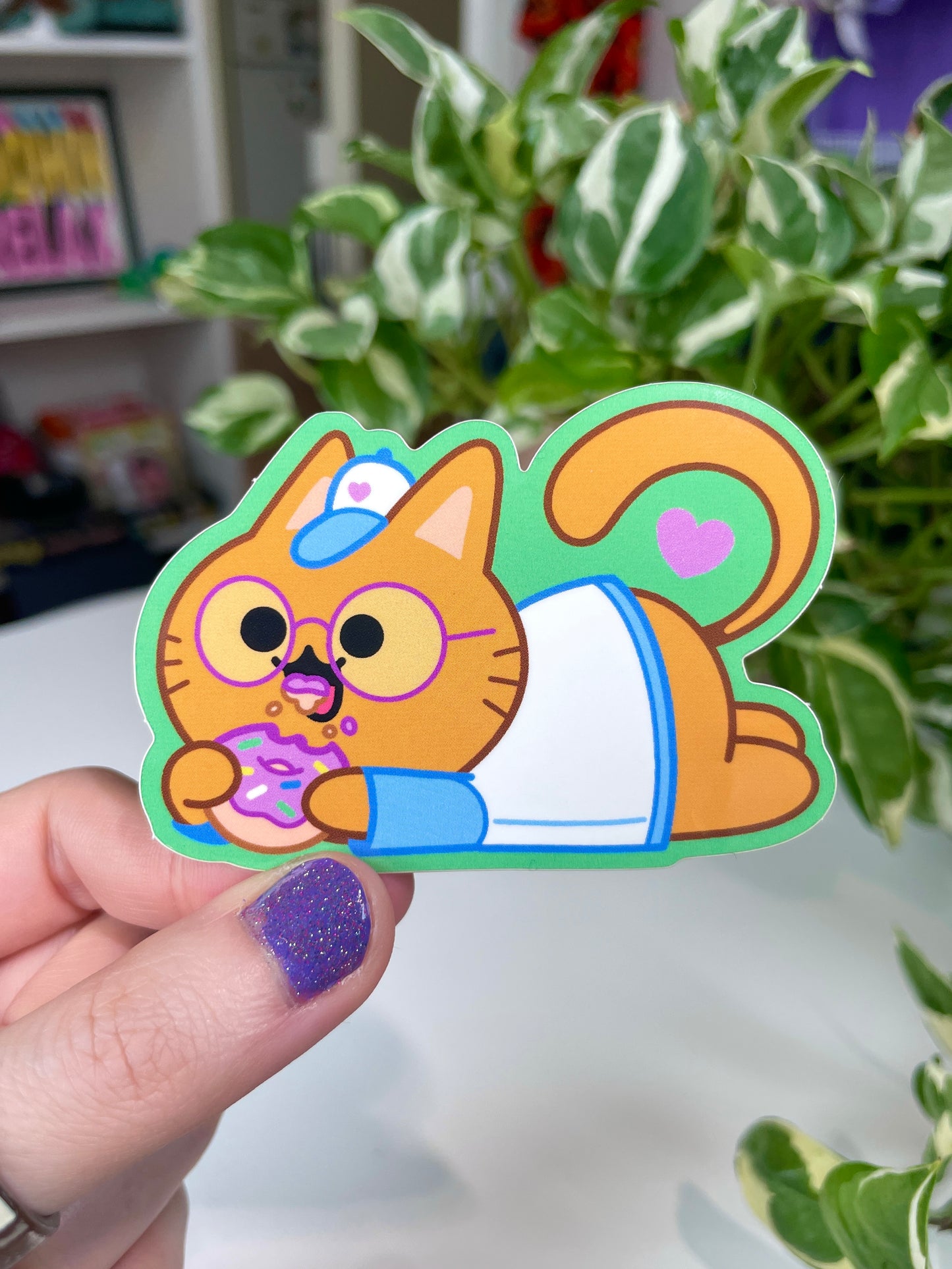donut cat vinyl sticker