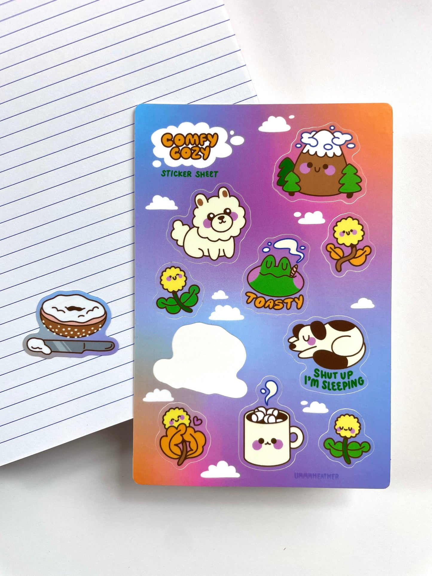 comfy cozy sticker sheet