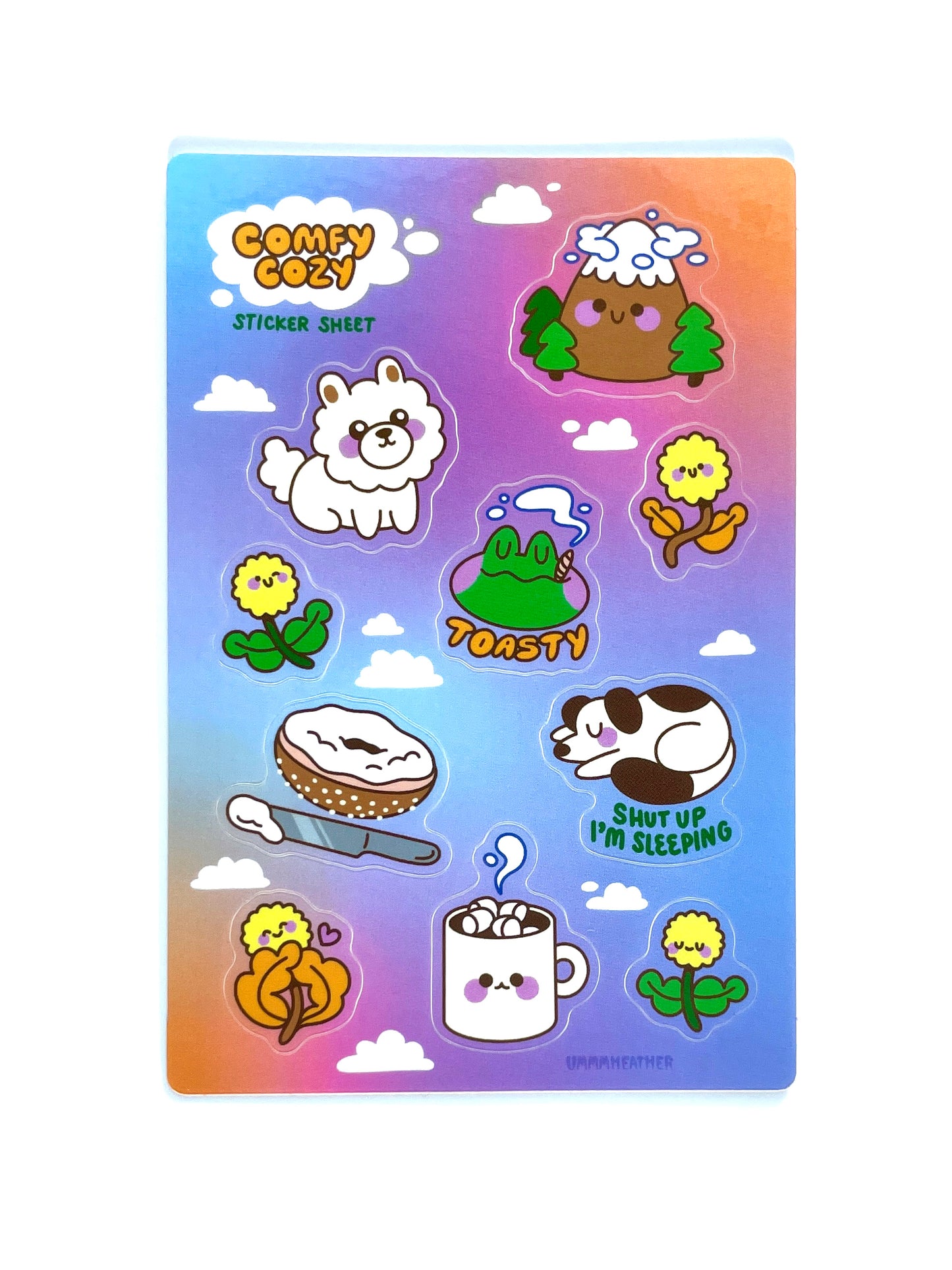 comfy cozy sticker sheet