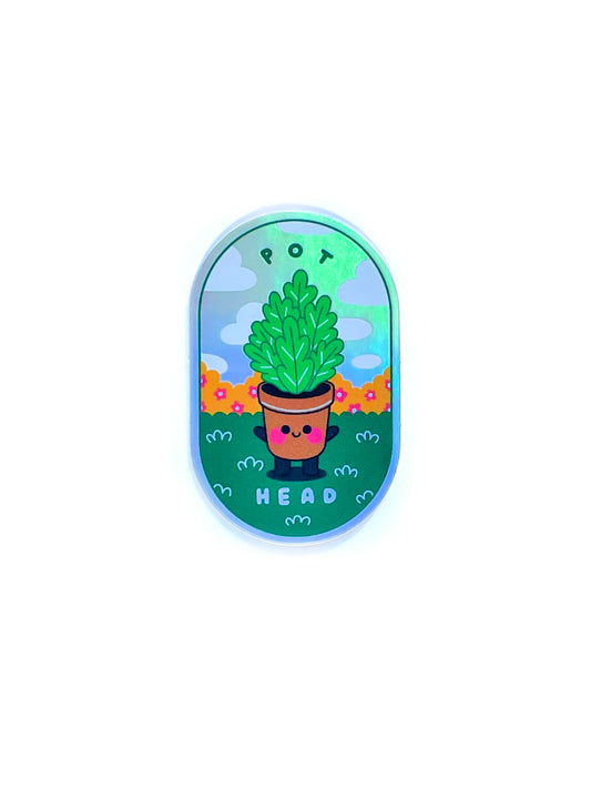 pot head holographic sticker
