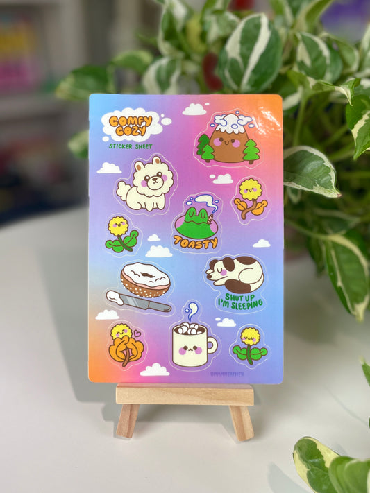 comfy cozy sticker sheet