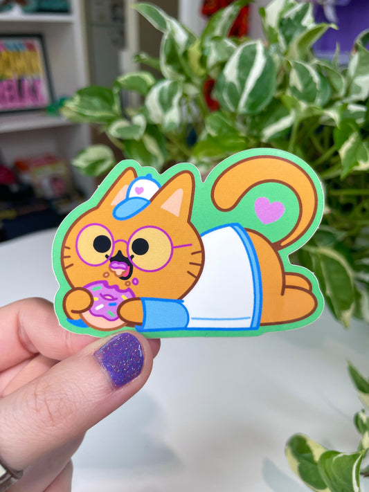 donut cat vinyl sticker