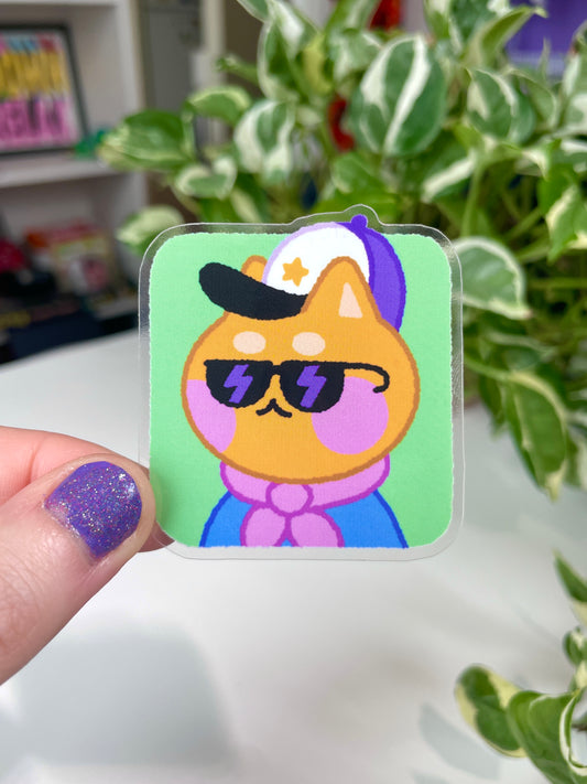 camp counselor cat clear sticker