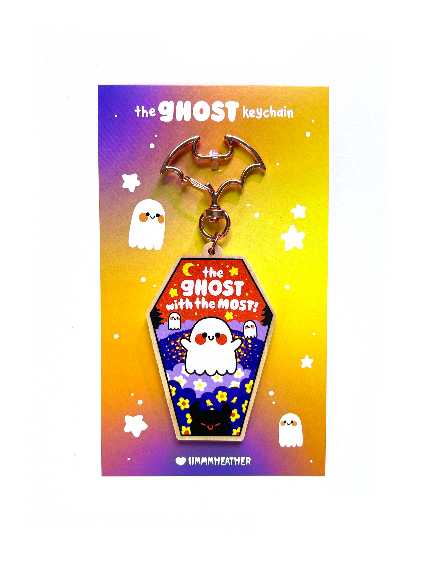 the ghost with the most! wooden keychain