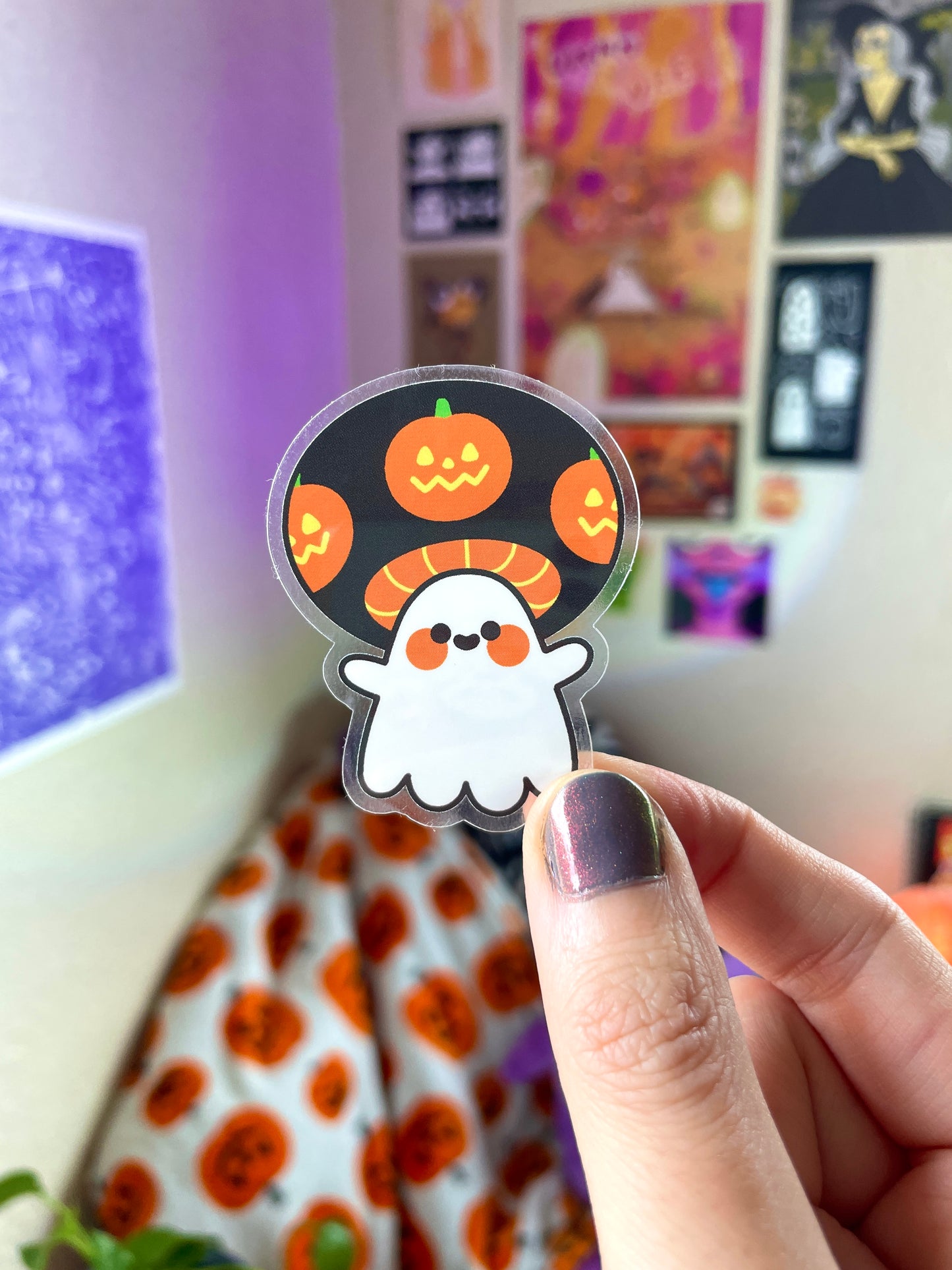 ghost mushie clear sticker