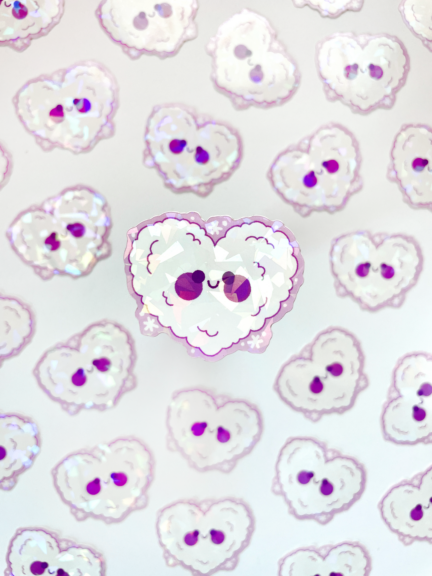 snowball heart icy holo sticker