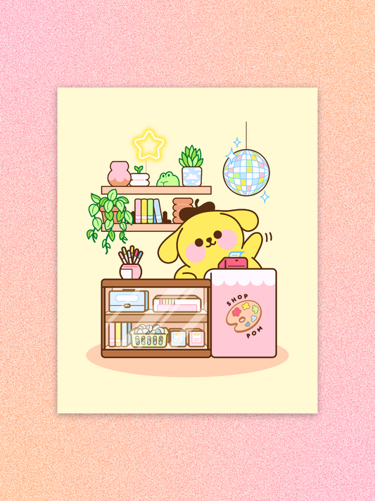 pom pom's art shop print