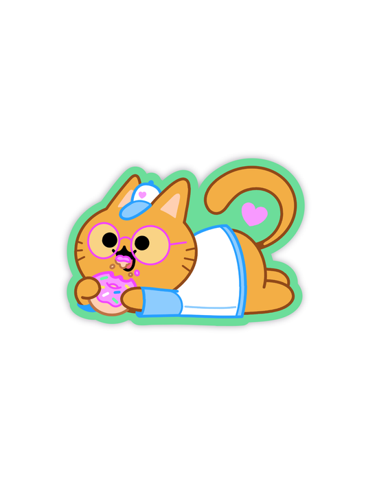 donut cat vinyl sticker